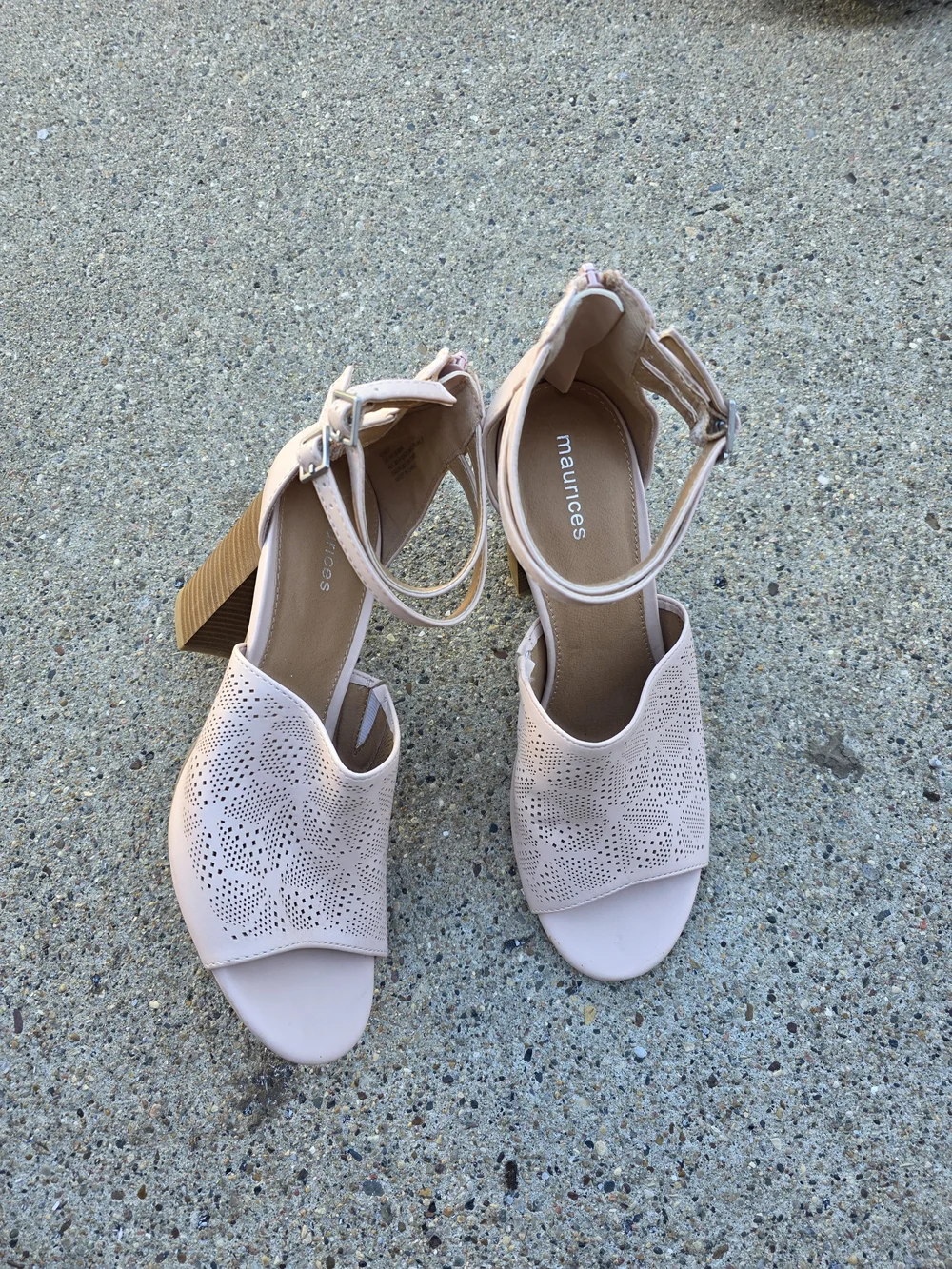 Maurices Light Blush Perforated Ankle Strap Sandals Women 9